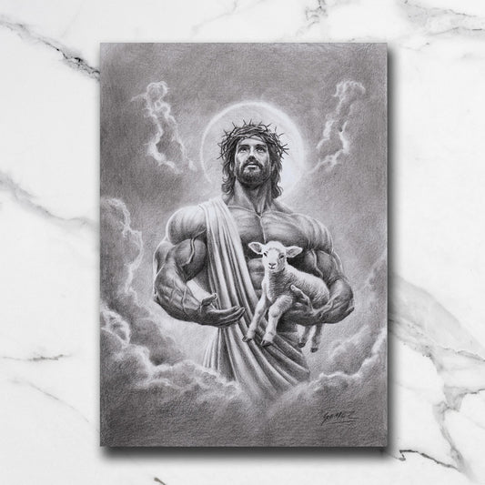 Print – Jésus Bodybuilder et la Brebis