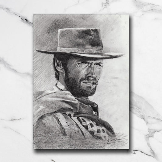 Dessin original - Clint Eastwood (Le Bon, la Brute et le Truand)